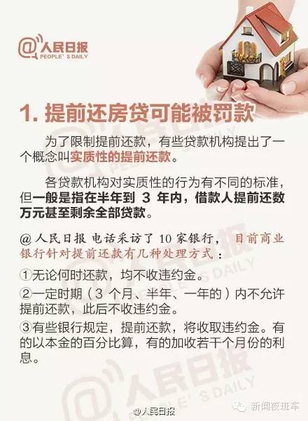 提前还贷要罚款？！千真万确，违约金从1个月利息到1.5%本金不等