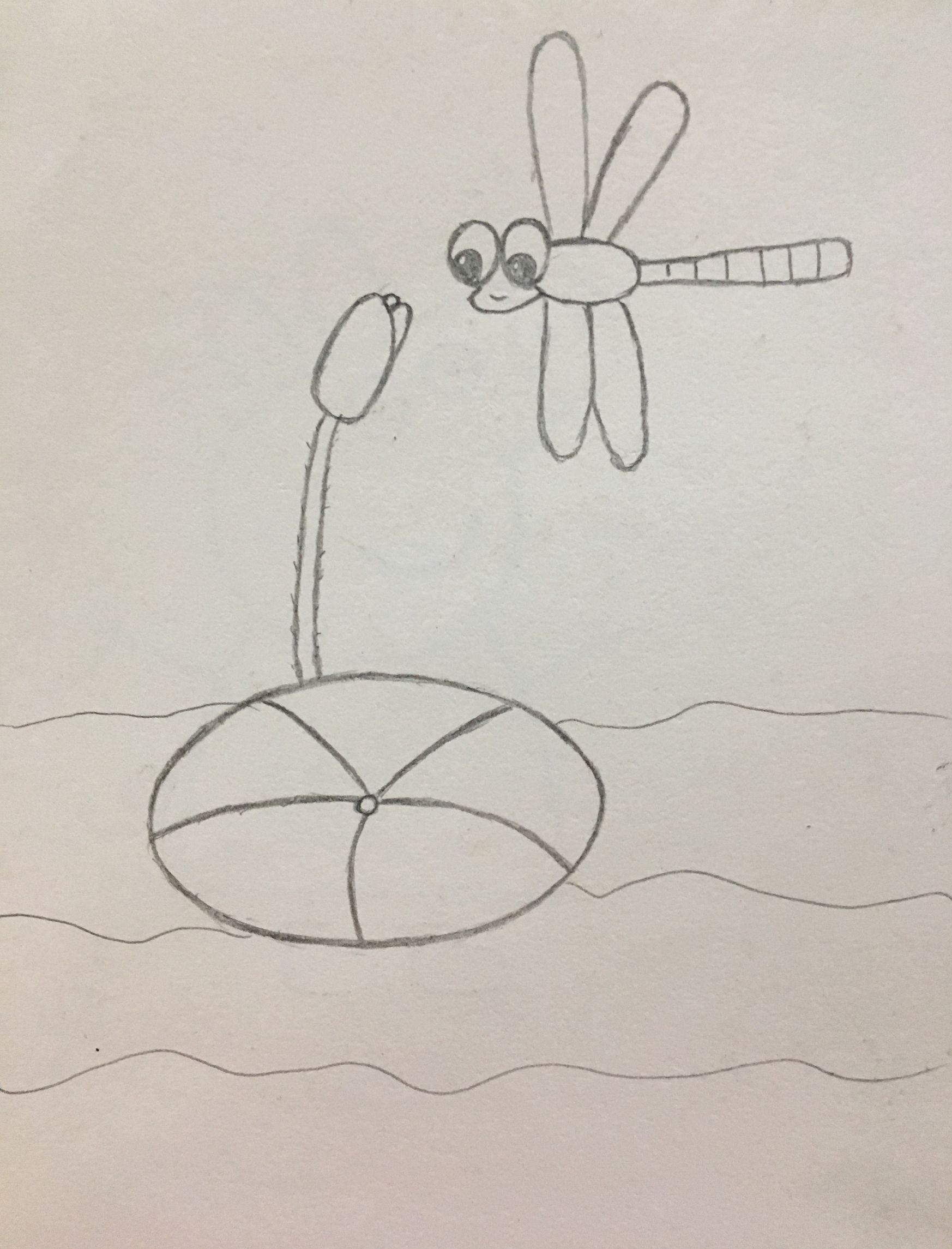 简笔画——小荷才露尖尖角,早有蜻蜓立上头