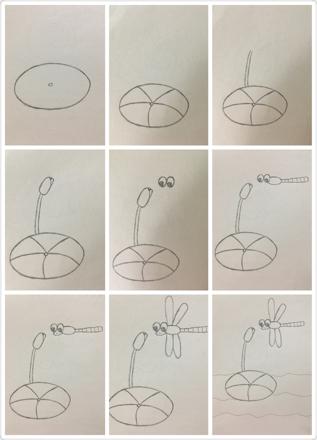 简笔画——小荷才露尖尖角,早有蜻蜓立上头