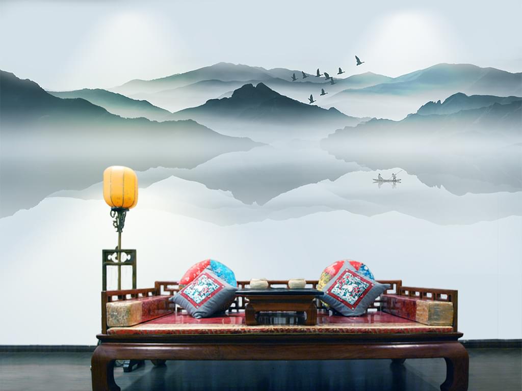 新中式壁画之手绘山水