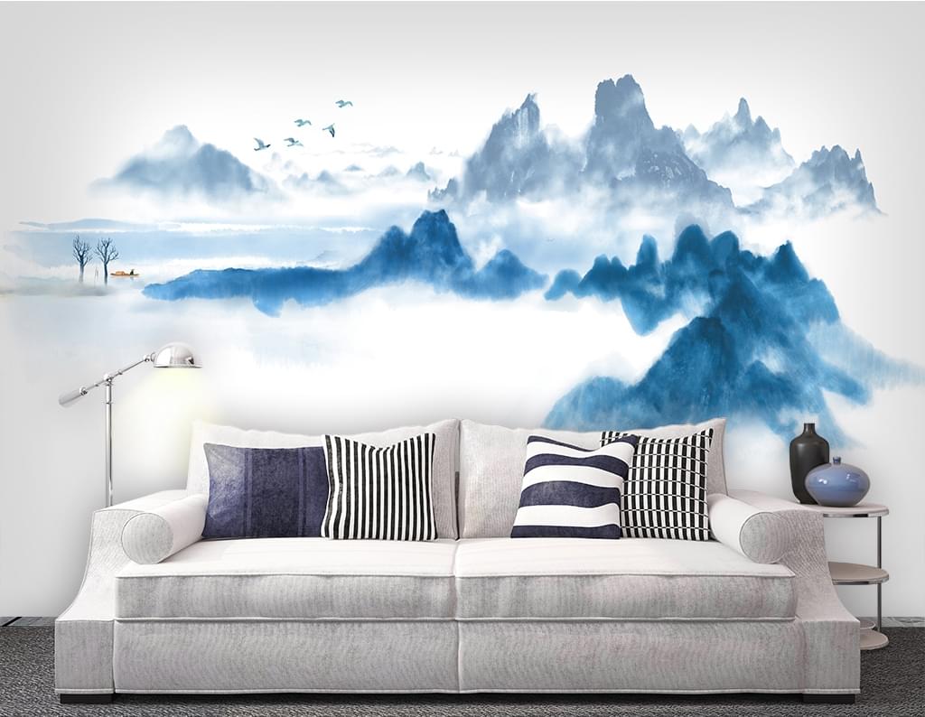 新中式壁画之手绘山水