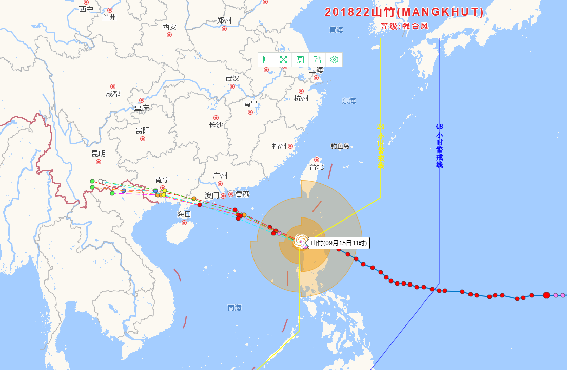 台风山竹最新路径图跟踪网址和各项防御措施