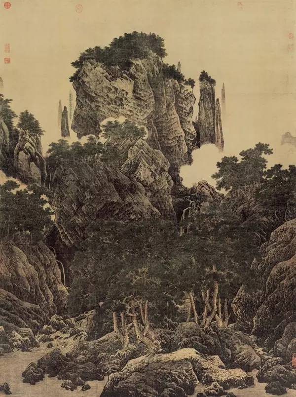 在李唐的万壑松风图轴他将名字南宋画家李唐在其作品万壑松风图中使用