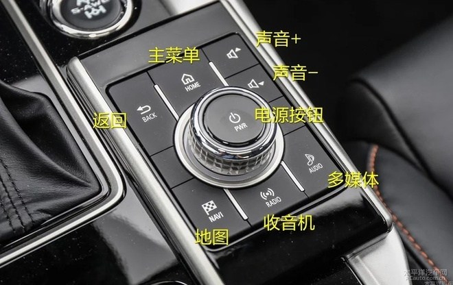 多媒体系统的操作主要位于方向盘左侧按键以及挡把右侧区域,简单尝试