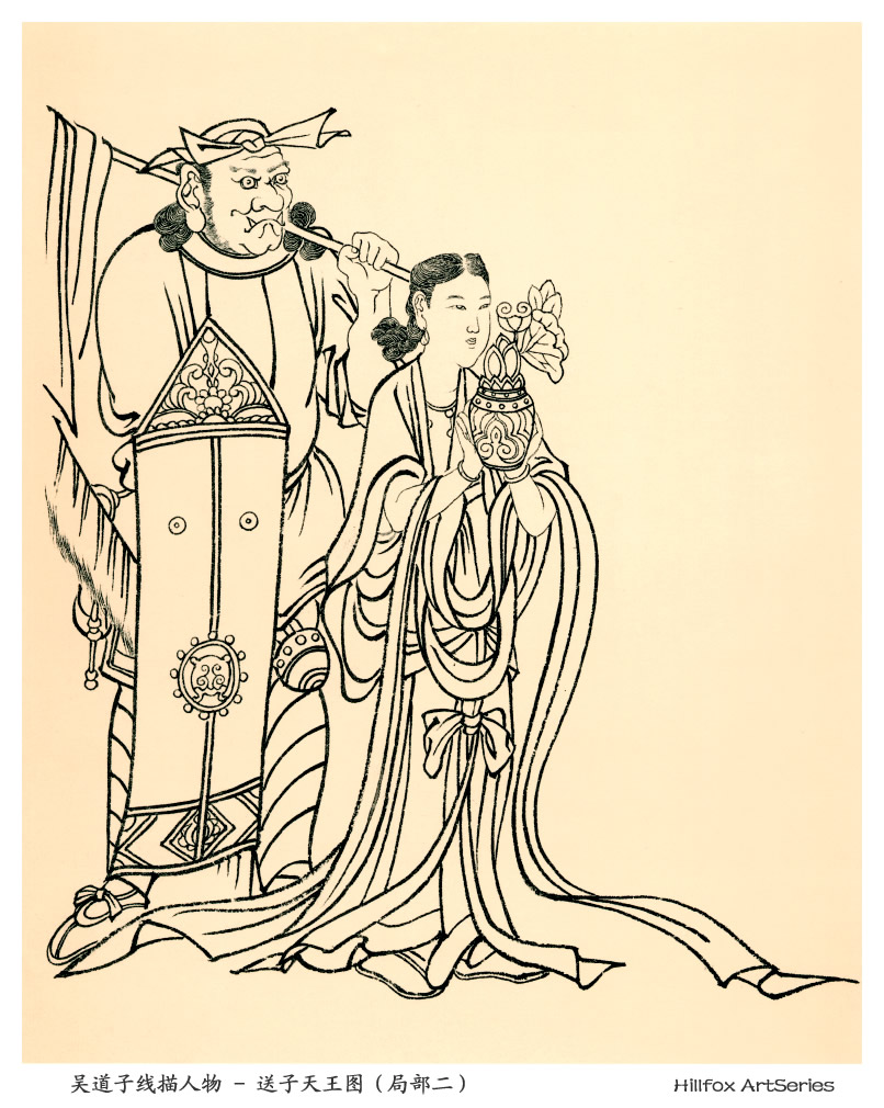 吴道子线描人物