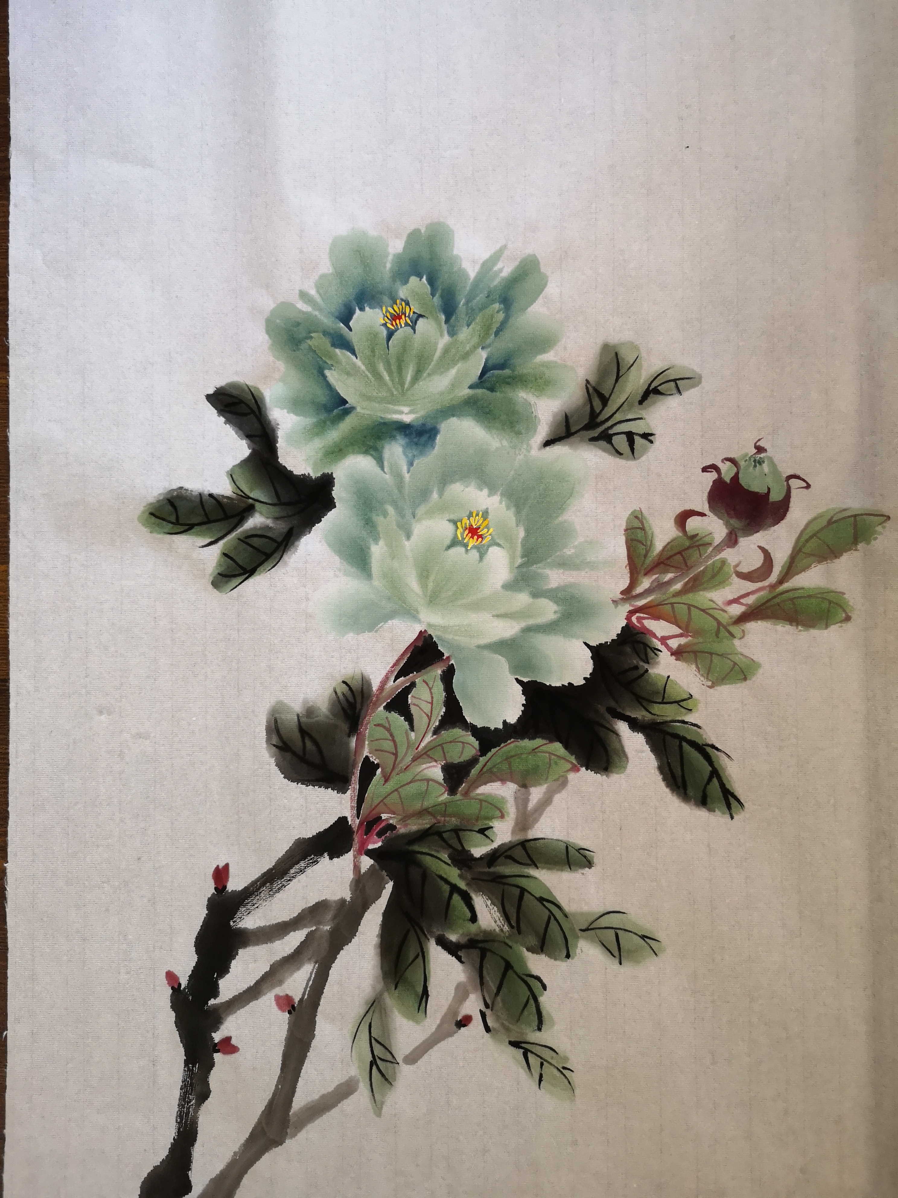 国画绿牡丹花的调色_国画写意绿牡丹图片 - 成语词句网