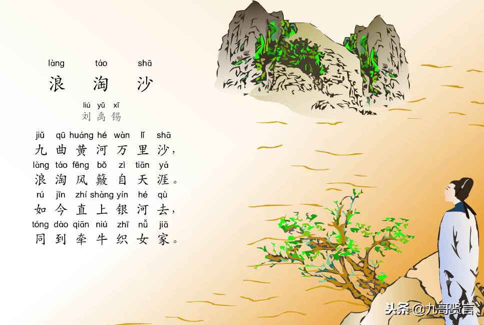 唐代著名诗人一首清新爽朗的古诗《浪淘沙》诗意，问题，拓展升华